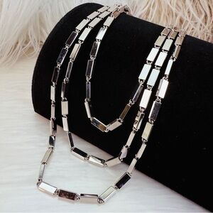 Monet Silvertone Geometric Rectangular Tube 54" Long Chain Necklace
